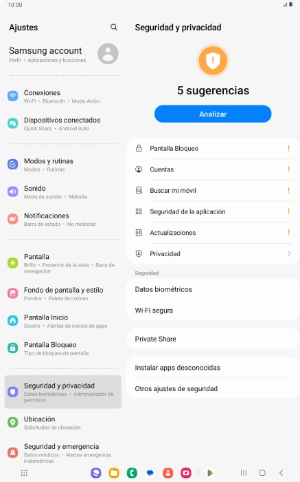 Pulsa Otros ajustes de seguridad. Pulsa Otros ajustes de seguridad.