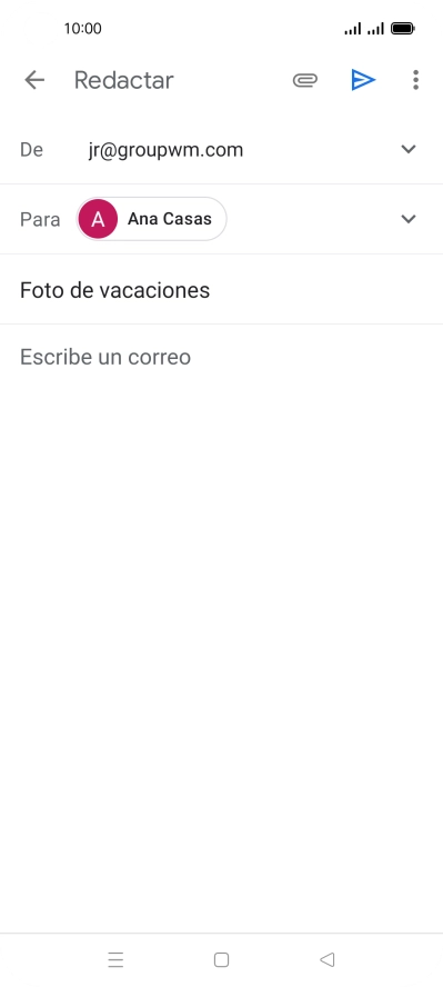 Pulsa en el campo de escritura y escribe el texto del correo electrónico. Pulsa en el campo de escritura y escribe el texto del correo electrónico.