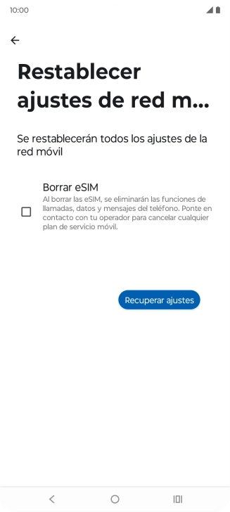 Pulsa Recuperar ajustes. Pulsa Recuperar ajustes.