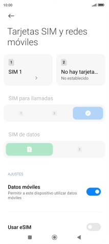 Pulsa el nombre de la tarjeta SIM.