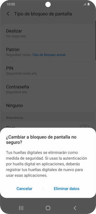 Pulsa Eliminar datos. Pulsa Eliminar datos.