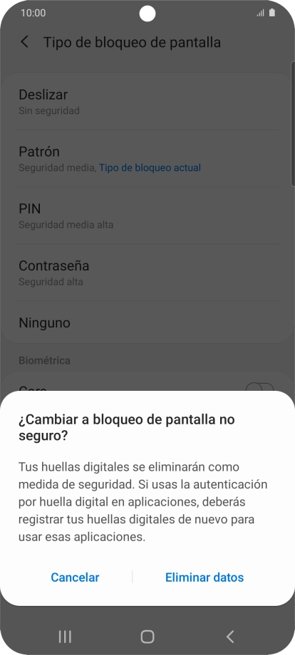 Pulsa Eliminar datos. Pulsa Eliminar datos.