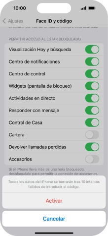 Si activas la función, pulsa Activar. Si activas la función, pulsa Activar.