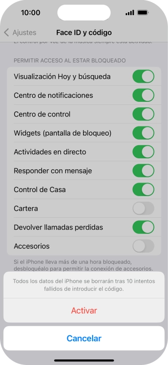Si activas la función, pulsa Activar. Si activas la función, pulsa Activar.