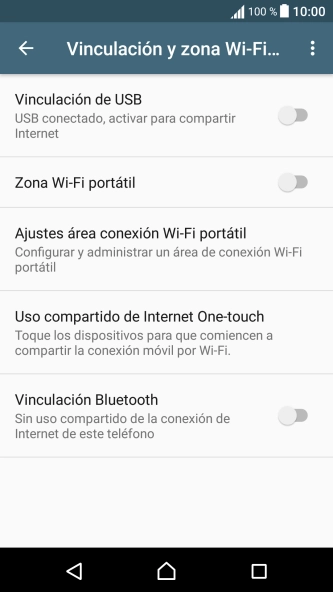 Pulsa Ajustes área conexión Wi-Fi portátil.