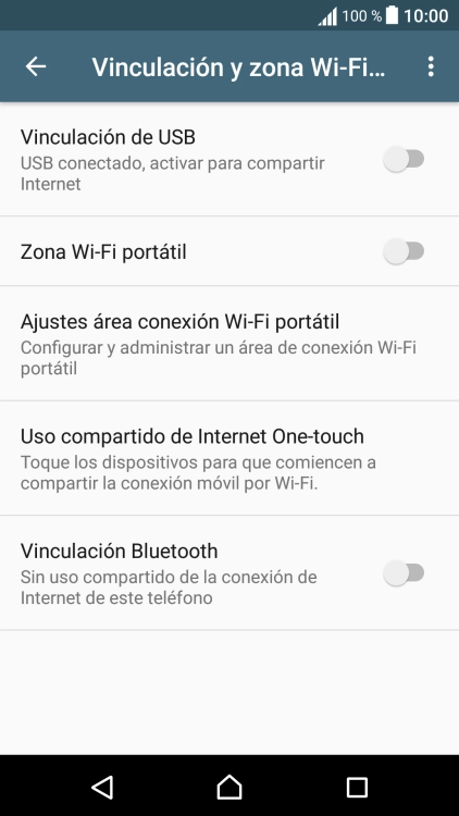 Pulsa Ajustes área conexión Wi-Fi portátil.