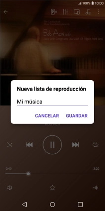 Introduce el nombre deseado de la lista de reproducción y pulsa GUARDAR. Introduce el nombre deseado de la lista de reproducción y pulsa GUARDAR.