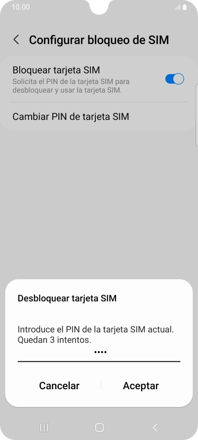 Introduce tu código PIN y pulsa Aceptar. Introduce tu código PIN y pulsa Aceptar.