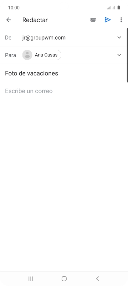 Pulsa en el campo de escritura y escribe el texto del correo electrónico. Pulsa en el campo de escritura y escribe el texto del correo electrónico.