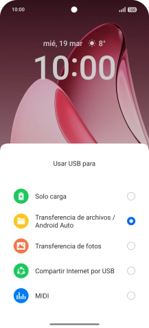 Pulsa Transferencia de archivos / Android Auto. Pulsa Transferencia de archivos / Android Auto.