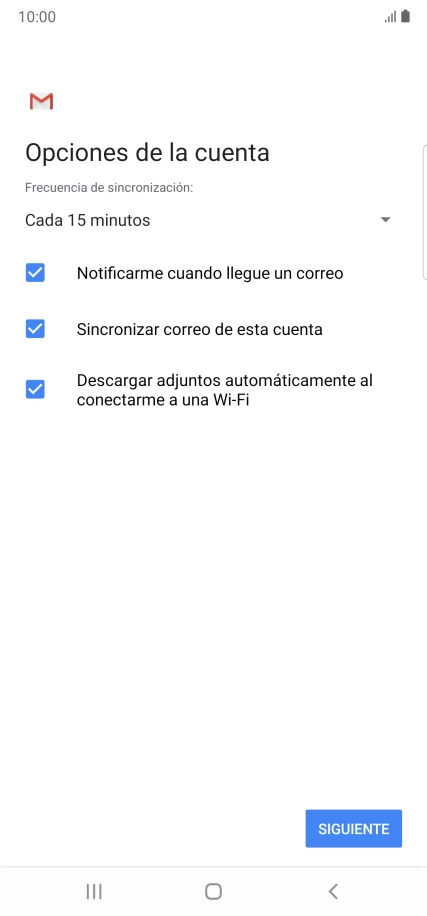 Si aparece en la pantalla esta imagen, tu cuenta de correo electrónico ha sido reconocida y configurada automáticamente. Sigue las indicaciones de la pantalla para introducir más información y terminar la configuración. Si aparece en la pantalla esta imagen, tu cuenta de correo electrónico ha sido reconocida y configurada automáticamente. Sigue las indicaciones de la pantalla para introducir más información y terminar la configuración.