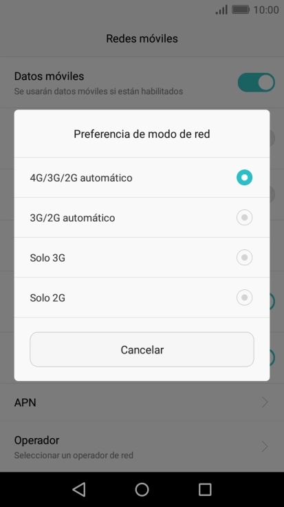 Pulsa el tipo de red deseado. Pulsa el tipo de red deseado.