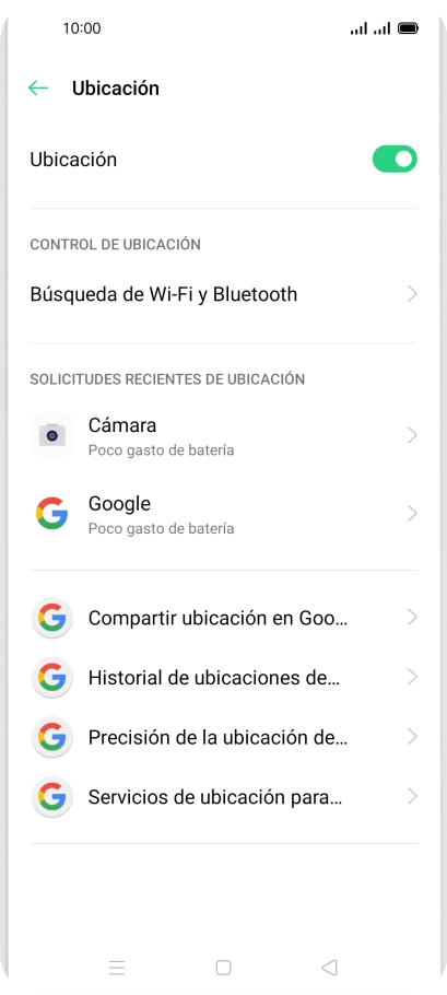 Pulsa Precisión de la ubicación de.... Pulsa Precisión de la ubicación de....