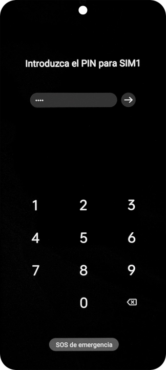 Si tu tarjeta SIM está bloqueada, introduce el código PIN y pulsa la flecha hacia la derecha. Si tu tarjeta SIM está bloqueada, introduce el código PIN y pulsa la flecha hacia la derecha.