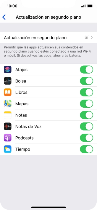Pulsa Actualización en segundo plano. Pulsa Actualización en segundo plano.