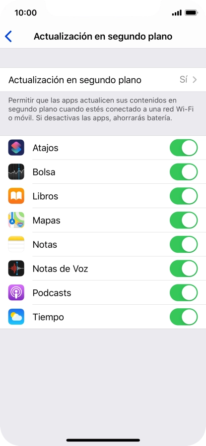 Pulsa Actualización en segundo plano. Pulsa Actualización en segundo plano.