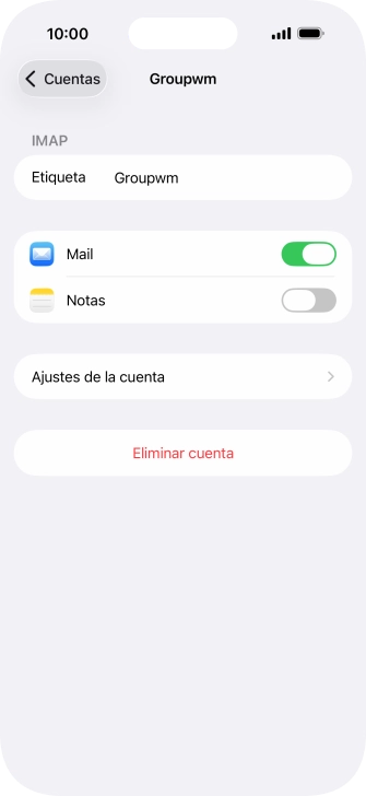 Pulsa Ajustes de la cuenta. Pulsa Ajustes de la cuenta.
