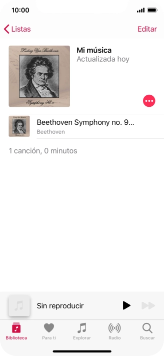 Desplázate a la categoría o a la lista de reproducción deseada y pulsa el archivo de música deseado. Desplázate a la categoría o a la lista de reproducción deseada y pulsa el archivo de música deseado.