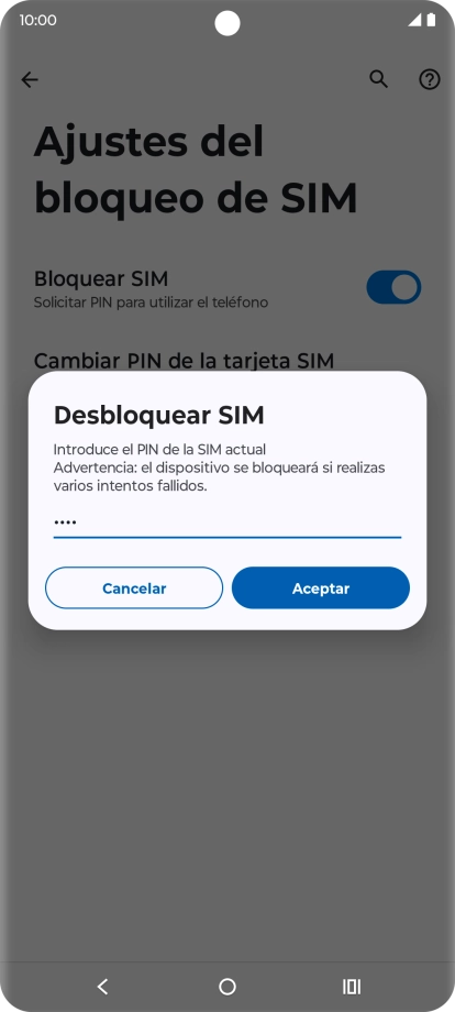 Introduce tu código PIN y pulsa Aceptar. Introduce tu código PIN y pulsa Aceptar.