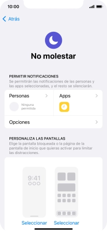 Pulsa Personas y sigue las indicaciones de la pantalla para seleccionar de qué contactos quieres recibir llamadas y notificaciones cuando No molestar está activado. Pulsa Personas y sigue las indicaciones de la pantalla para seleccionar de qué contactos quieres recibir llamadas y notificaciones cuando No molestar está activado.