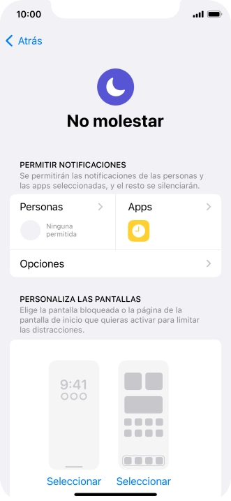 Pulsa Personas y sigue las indicaciones de la pantalla para seleccionar de qué contactos quieres recibir llamadas y notificaciones cuando No molestar está activado. Pulsa Personas y sigue las indicaciones de la pantalla para seleccionar de qué contactos quieres recibir llamadas y notificaciones cuando No molestar está activado.