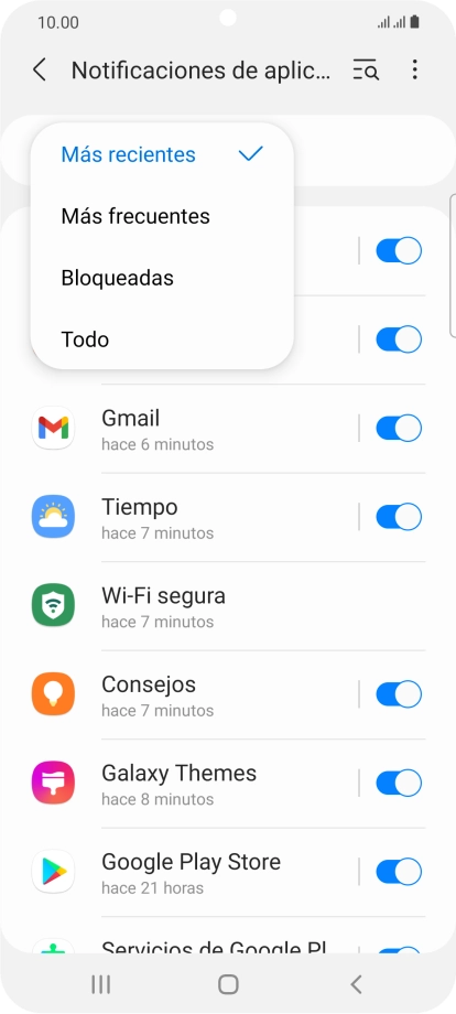 Pulsa el ajuste deseado. Pulsa el ajuste deseado.