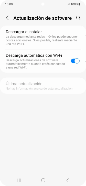 Pulsa Descargar e instalar. Si hay una versión de software nueva disponible, aparecerá ahora en la pantalla. Sigue las indicaciones de la pantalla para actualizar el software del teléfono. Pulsa Descargar e instalar. Si hay una versión de software nueva disponible, aparecerá ahora en la pantalla. Sigue las indicaciones de la pantalla para actualizar el software del teléfono.