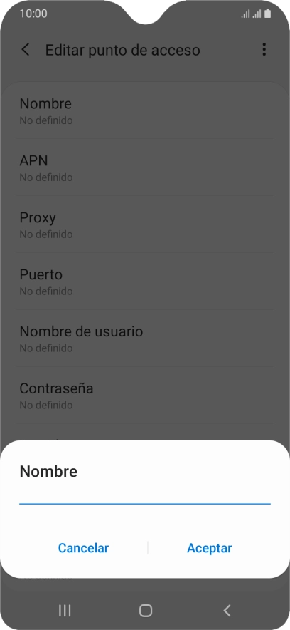 Introduce Vodafone Internet y pulsa Aceptar.