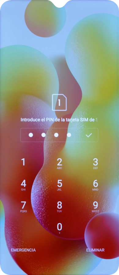 Si es necesario desbloquear la tarjeta SIM, introduce el código PIN y pulsa el icono de aceptar. Si es necesario desbloquear la tarjeta SIM, introduce el código PIN y pulsa el icono de aceptar.