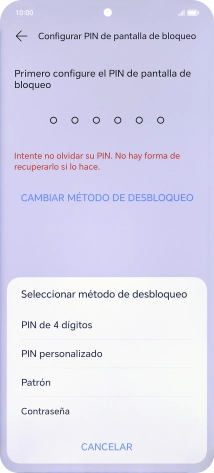 Pulsa el código de seguridad deseado y sigue las indicaciones de la pantalla para crear un código de seguridad del teléfono adicional. Pulsa el código de seguridad deseado y sigue las indicaciones de la pantalla para crear un código de seguridad del teléfono adicional.