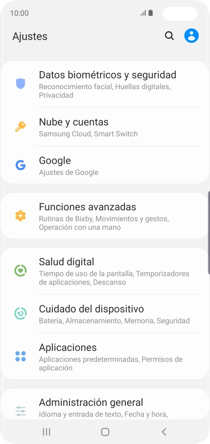 Pulsa Nube y cuentas.