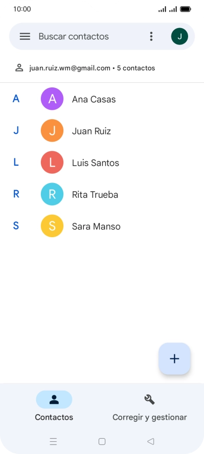 Pulsa el icono de nuevo contacto. Pulsa el icono de nuevo contacto.