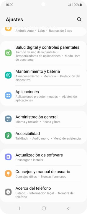 Pulsa Mantenimiento y batería.