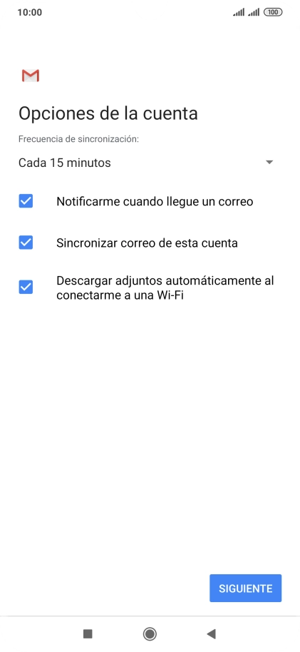 Si aparece en la pantalla esta imagen, tu cuenta de correo electrónico ha sido reconocida y configurada automáticamente. Sigue las indicaciones de la pantalla para introducir más información y terminar la configuración.