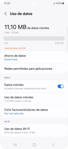 El consumo total de datos se visualiza ahora en la pantalla. El consumo total de datos se visualiza ahora en la pantalla.