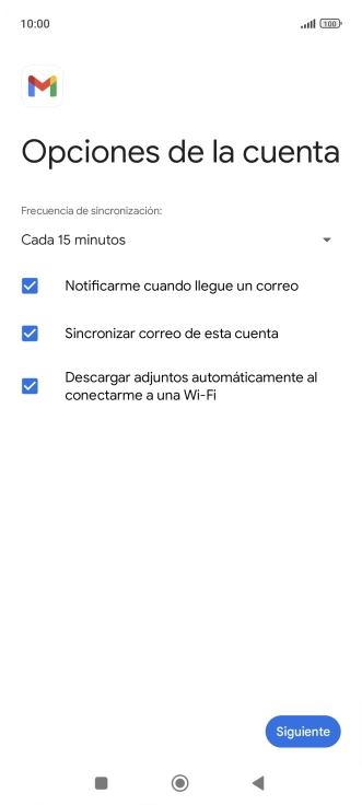 Si aparece en la pantalla esta imagen, tu cuenta de correo electrónico ha sido reconocida y configurada automáticamente. Sigue las indicaciones de la pantalla para introducir más información y terminar la configuración. Si aparece en la pantalla esta imagen, tu cuenta de correo electrónico ha sido reconocida y configurada automáticamente. Sigue las indicaciones de la pantalla para introducir más información y terminar la configuración.
