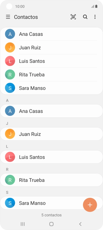 Pulsa el icono de nuevo contacto. Pulsa el icono de nuevo contacto.