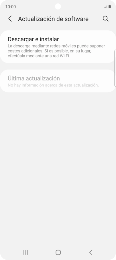 Pulsa Descargar e instalar. Si hay una versión de software nueva disponible, aparecerá ahora en la pantalla. Sigue las indicaciones de la pantalla para actualizar el software del teléfono. Pulsa Descargar e instalar. Si hay una versión de software nueva disponible, aparecerá ahora en la pantalla. Sigue las indicaciones de la pantalla para actualizar el software del teléfono.