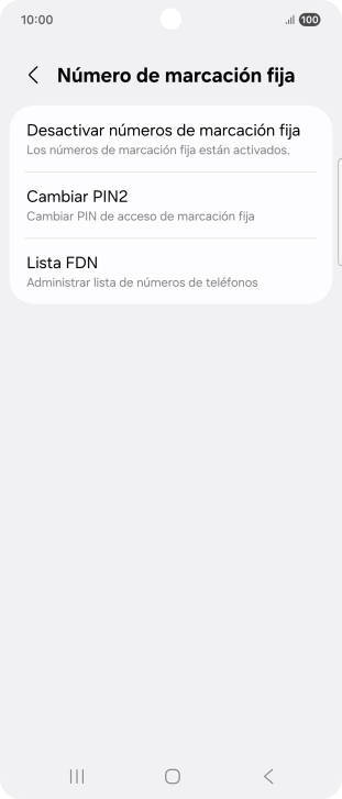 Pulsa Desactivar números de marcación fija.