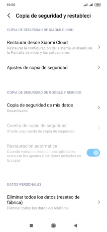 Pulsa Eliminar todos los datos (reseteo de fábrica). Pulsa Eliminar todos los datos (reseteo de fábrica).