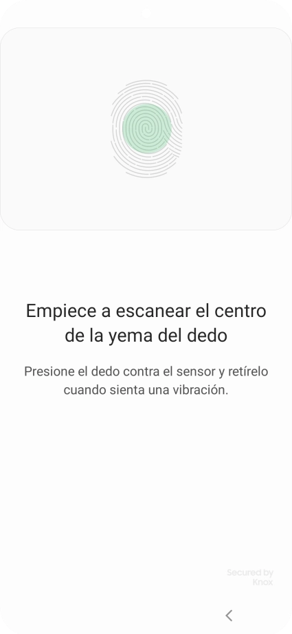 Sigue las indicaciones de la pantalla para crear una huella digital como código de seguridad. Sigue las indicaciones de la pantalla para crear una huella digital como código de seguridad.