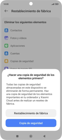 Pulsa Restablecimiento de fábrica. Pulsa Restablecimiento de fábrica.