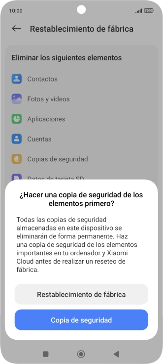 Pulsa Restablecimiento de fábrica. Pulsa Restablecimiento de fábrica.