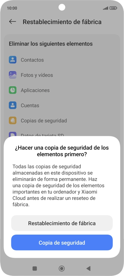 Pulsa Restablecimiento de fábrica. Pulsa Restablecimiento de fábrica.