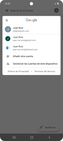 Pulsa la cuenta de correo electrónico deseada. Pulsa la cuenta de correo electrónico deseada.