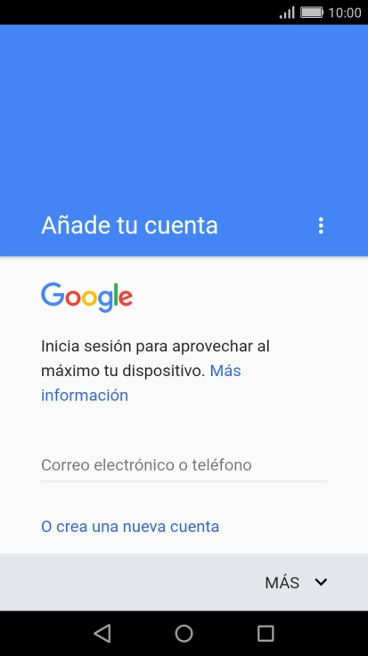 Si no tienes una cuenta de Google, pulsa O crea una nueva cuenta y sigue las indicaciones de la pantalla para ver cómo crear una cuenta nueva. Si no tienes una cuenta de Google, pulsa O crea una nueva cuenta y sigue las indicaciones de la pantalla para ver cómo crear una cuenta nueva.