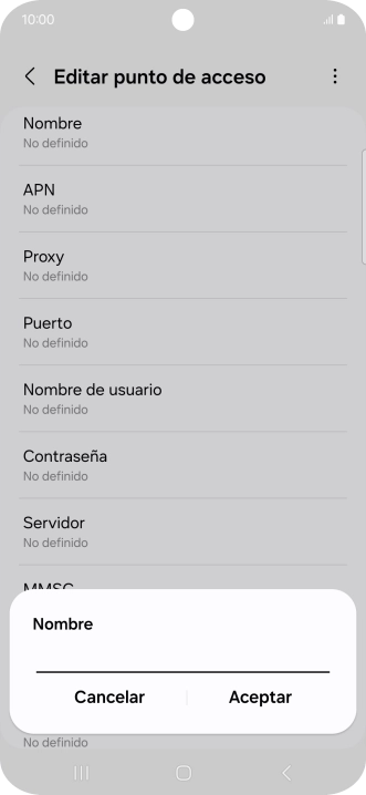 Introduce Vodafone Internet y pulsa Aceptar.