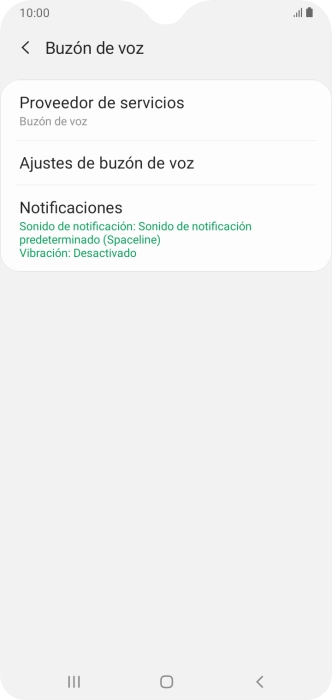 Pulsa Ajustes de buzón de voz. Pulsa Ajustes de buzón de voz.