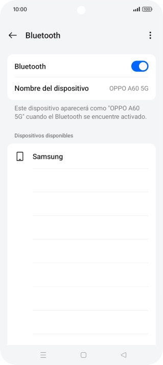 Pulsa el dispositivo Bluetooth deseado y sigue las indicaciones de la pantalla para vincular el dispositivo al teléfono. Pulsa el dispositivo Bluetooth deseado y sigue las indicaciones de la pantalla para vincular el dispositivo al teléfono.