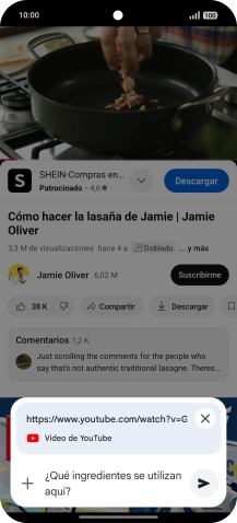Sigue las indicaciones de la pantalla para escribir o decir en alto la pregunta que quieres hacer del vídeo. Sigue las indicaciones de la pantalla para escribir o decir en alto la pregunta que quieres hacer del vídeo.